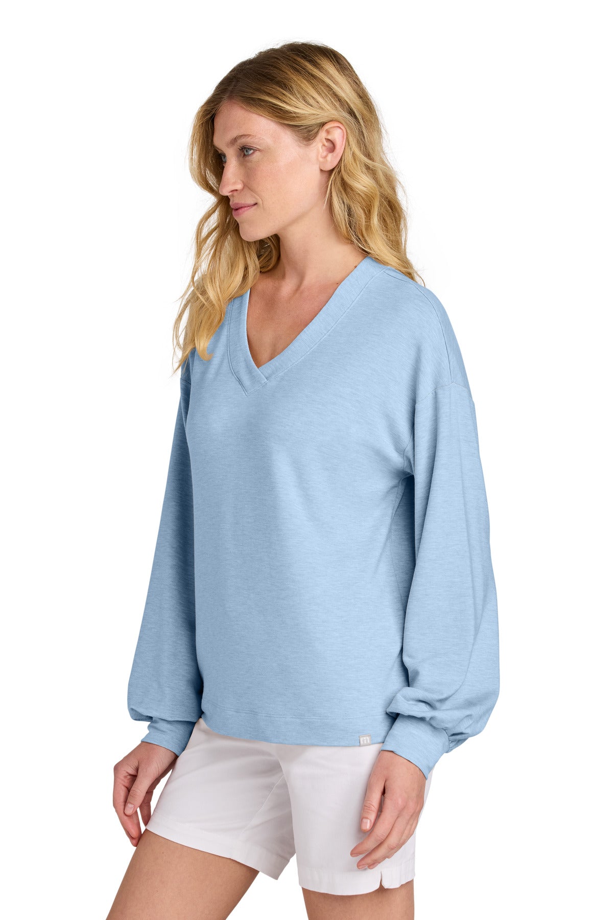 KentBluHtr TravisMathew Women's Long Weekend V-Neck TM1LD009