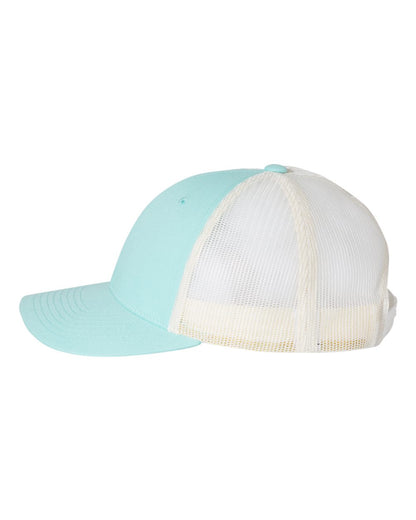 Left View of Aruba Blue/ Birch Low Pro Trucker Cap - 115