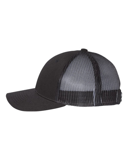 Left View of Black Low Pro Trucker Cap - 115