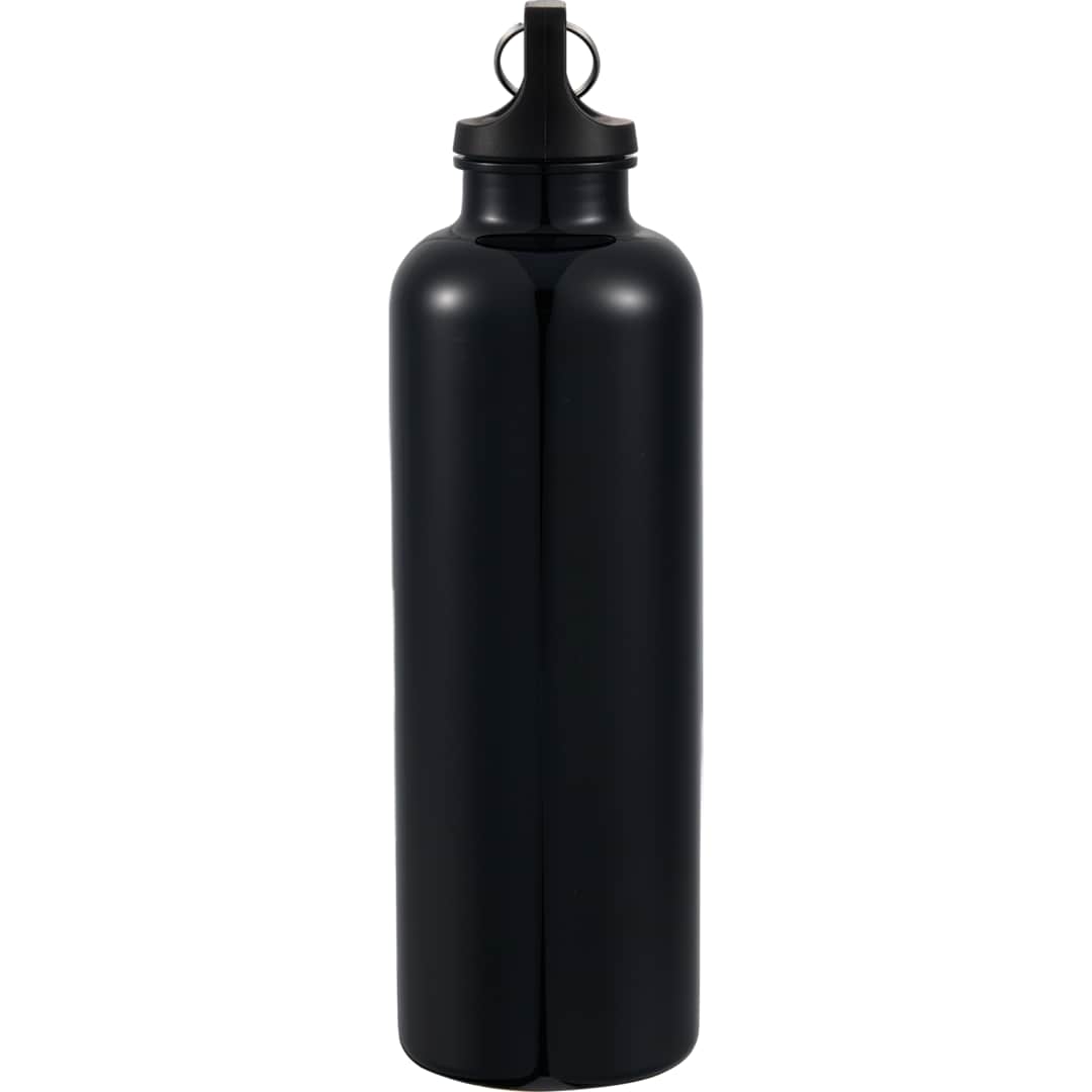 Left View of Black Race 25oz  Recycled Bottle with Carabiner plain