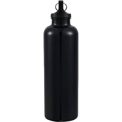 Left View of Black Race 25oz  Recycled Bottle with Carabiner plain