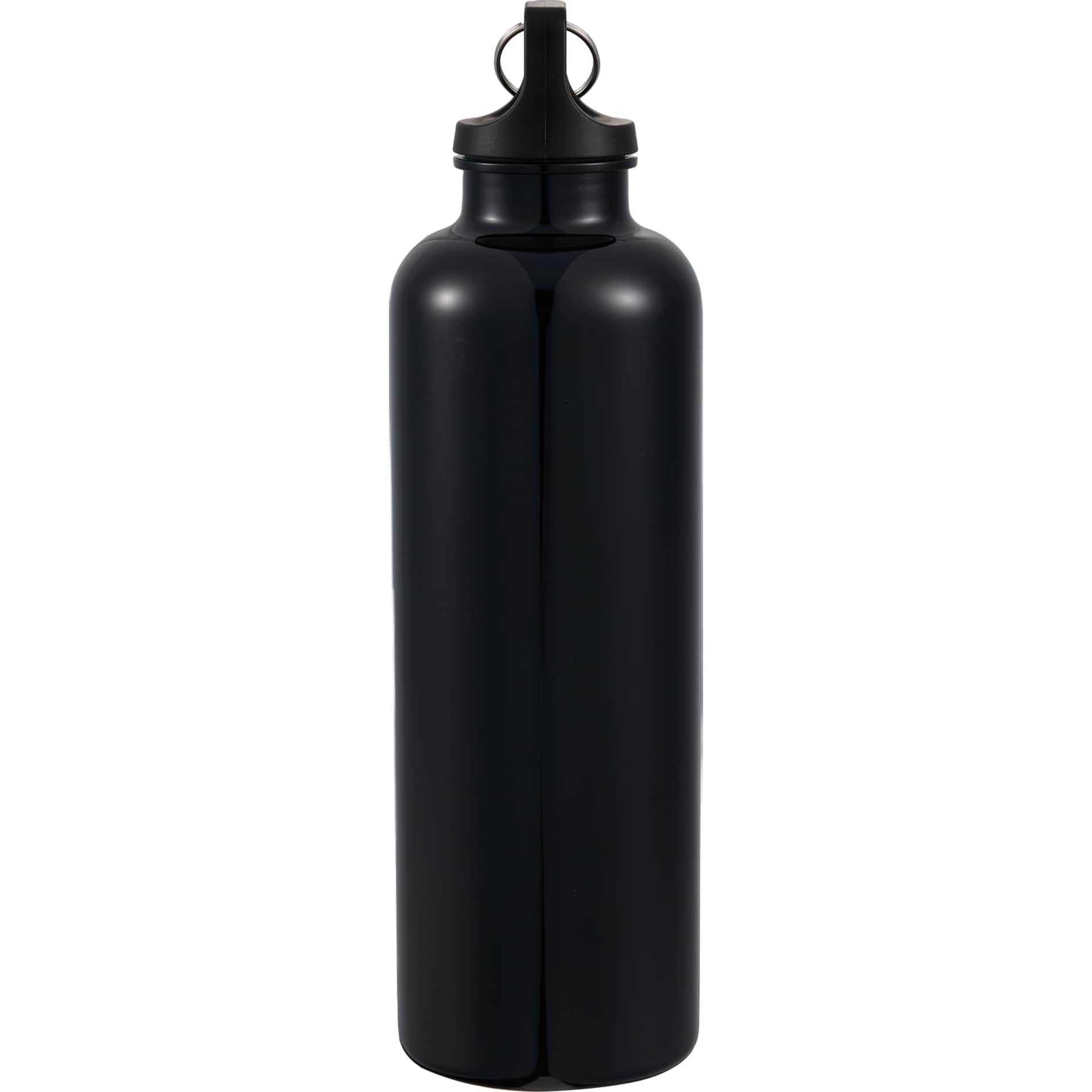 Left View of Black Race 25oz  Recycled Bottle with Carabiner plain