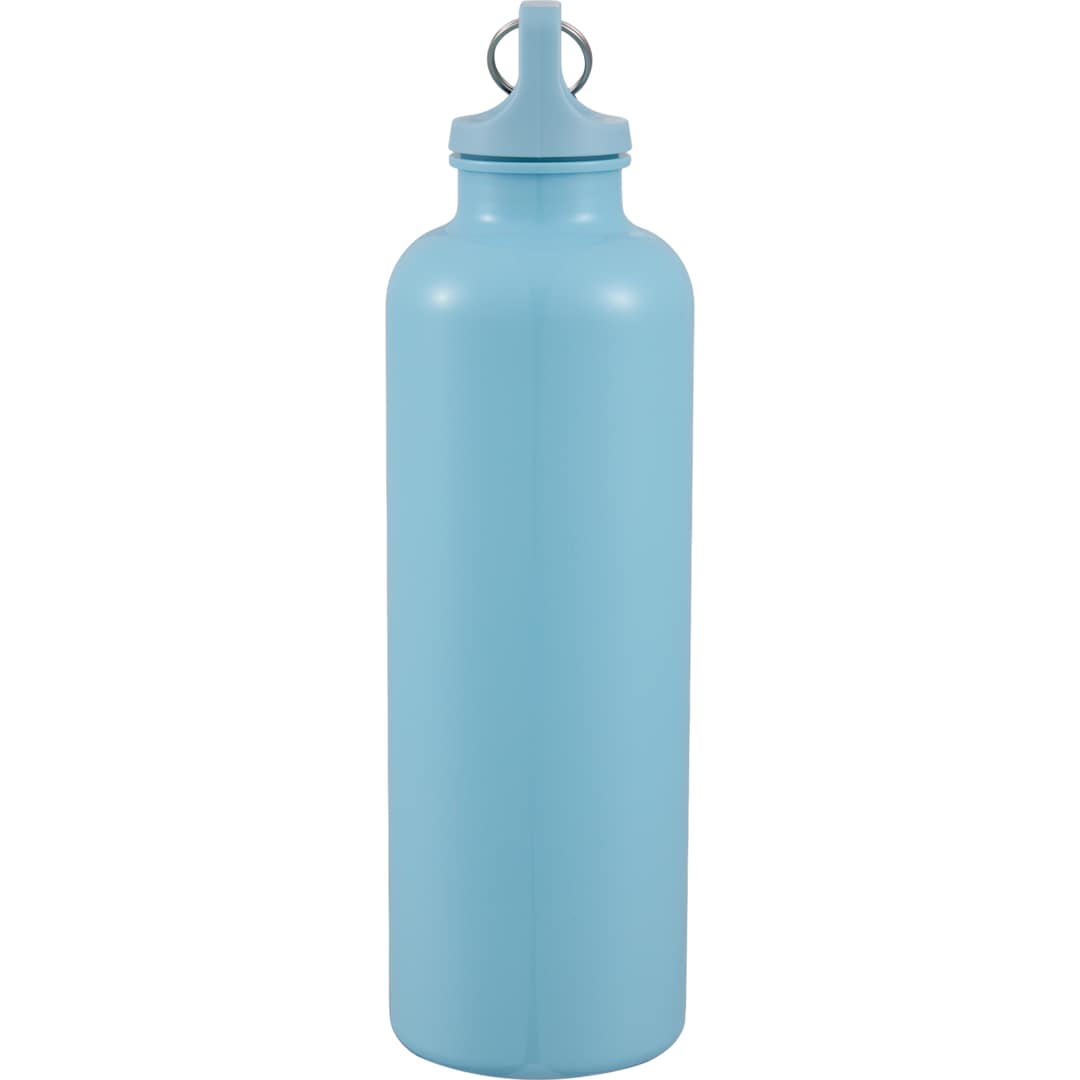 Left View of Blue Race 25oz  Recycled Bottle with Carabiner plain