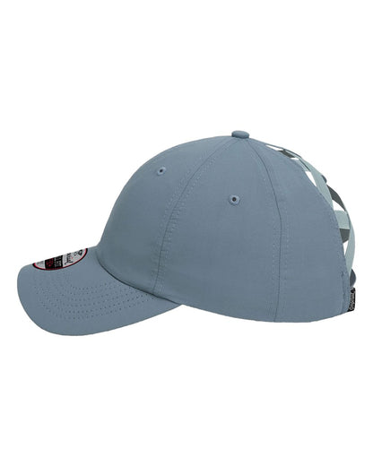 Left View of Breaker Blue The Hinsen Women's Performance Ponytail Cap - L338