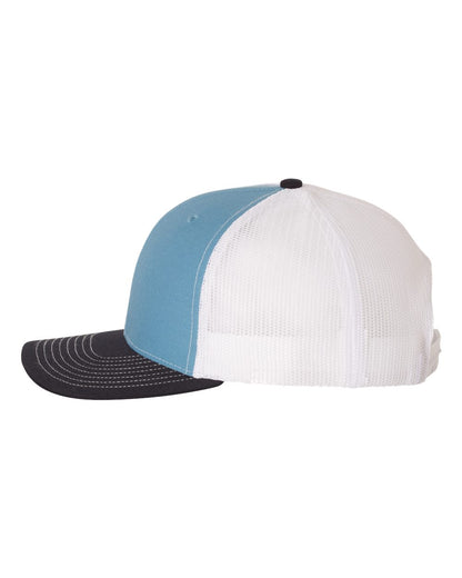 Left View of Columbia Blue/ White/ Navy Snapback Trucker Cap - 112