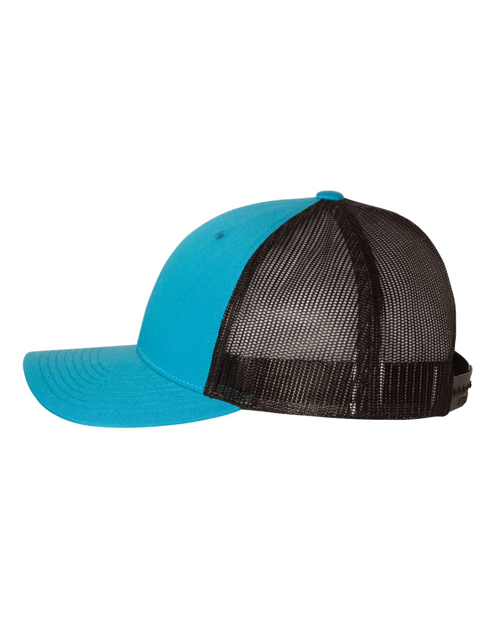 Left View of Cyan/ Black Low Pro Trucker Cap - 115