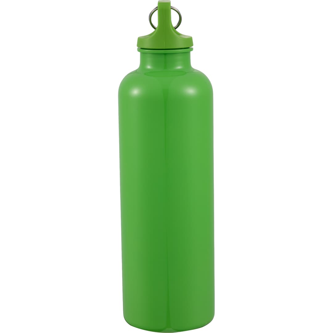 Left View of Green Race 25oz  Recycled Bottle with Carabiner plain