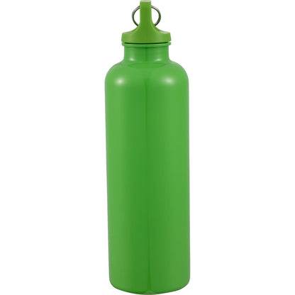 Left View of Green Race 25oz  Recycled Bottle with Carabiner plain
