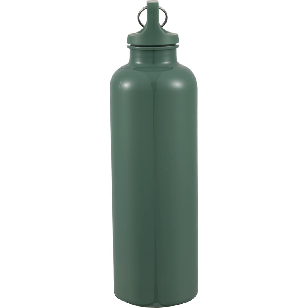 Left View of Green Race 25oz  Recycled Bottle with Carabiner plain