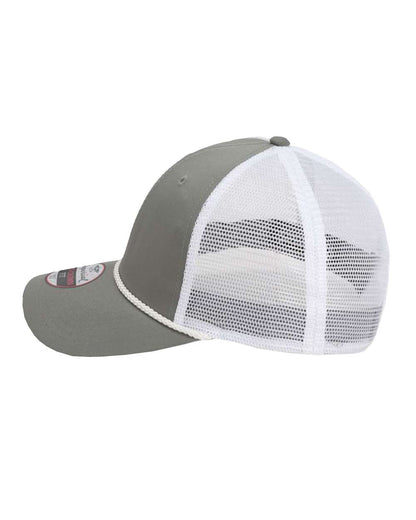 Left View of Grey/ White The Night Owl Performance Rope Cap - 7055