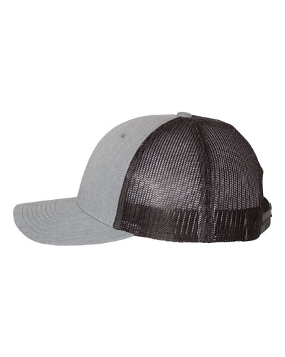 Left View of Heather Grey/ Dark Charcoal Low Pro Trucker Cap - 115