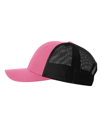 Left View of Hot Pink/ Black Low Pro Trucker Cap - 115