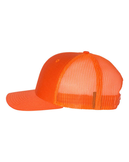 Left View of Orange Snapback Trucker Cap - 112