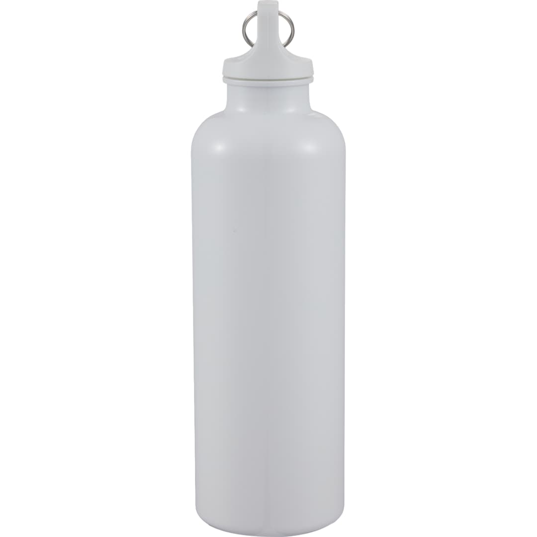 Left View of White Race 25oz  Recycled Bottle with Carabiner plain