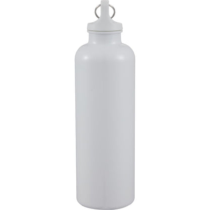 Left View of White Race 25oz  Recycled Bottle with Carabiner plain
