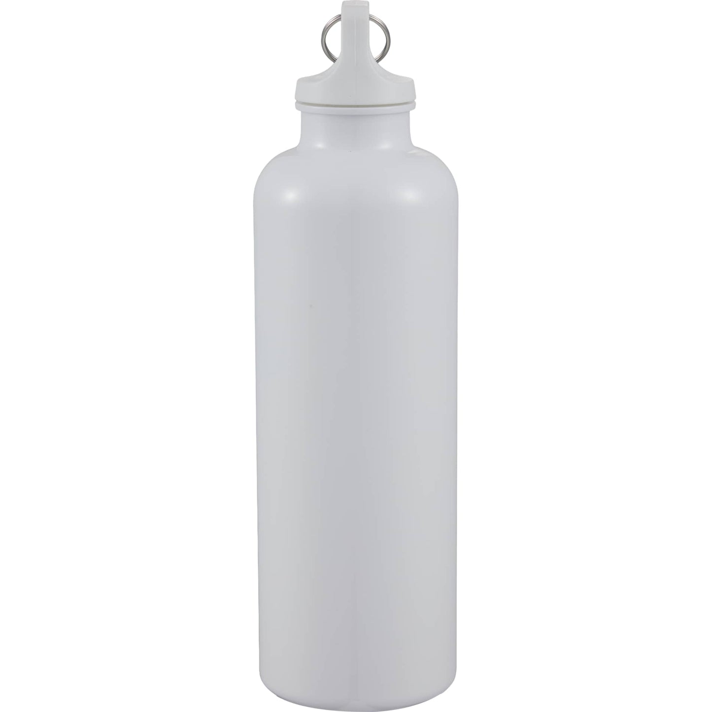 Left View of White Race 25oz  Recycled Bottle with Carabiner plain