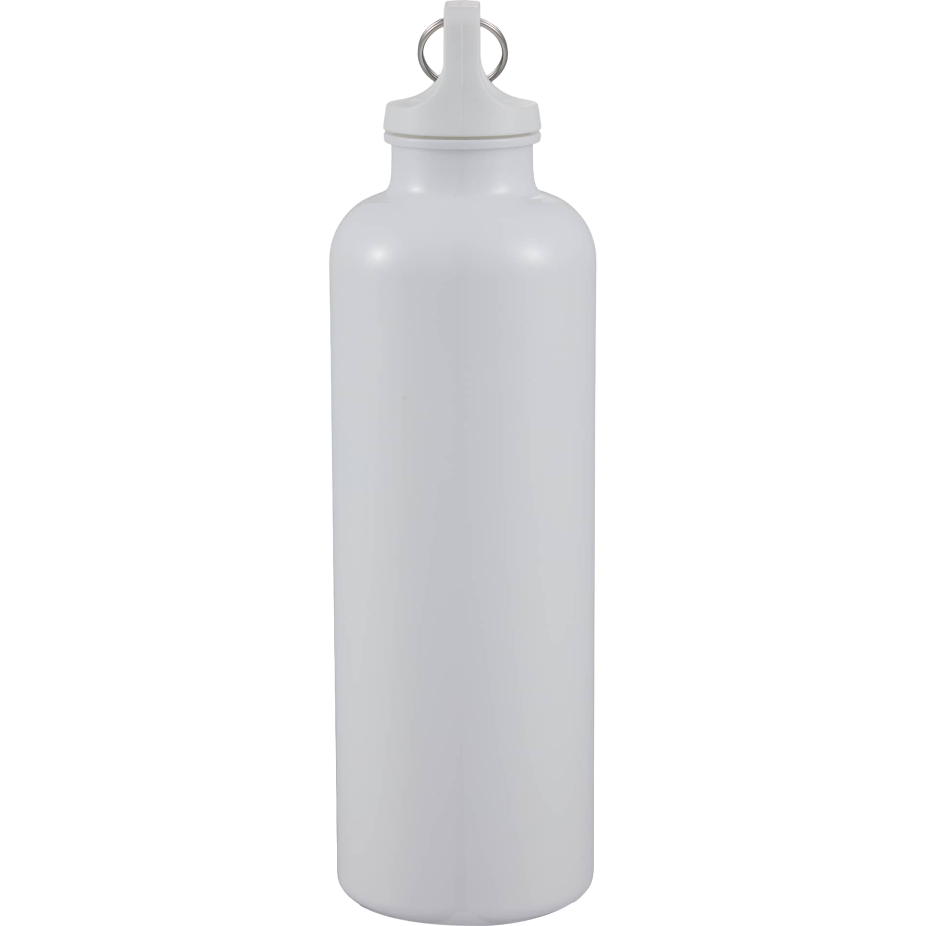 Left View of White Race 25oz  Recycled Bottle with Carabiner plain