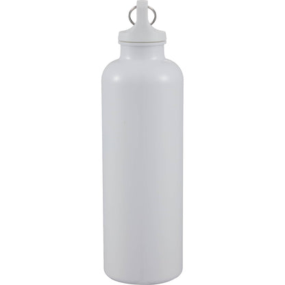 Left View of White Race 25oz  Recycled Bottle with Carabiner plain