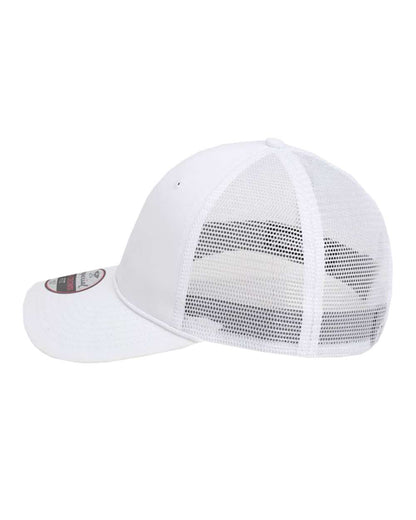 Left View of White/ White The Night Owl Performance Rope Cap - 7055