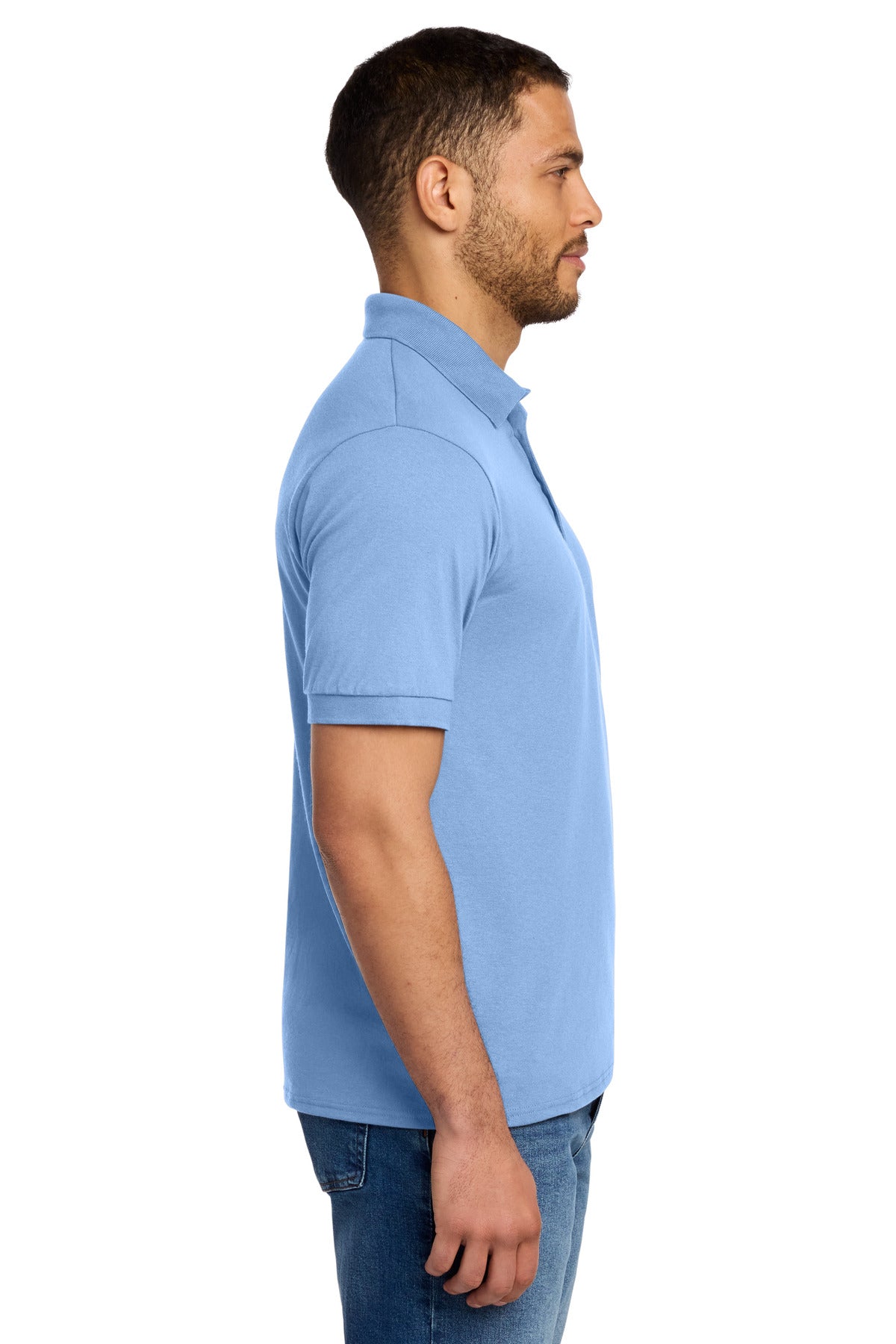 Light Blue Port & Co Core Blend Jersey Knit Polo. KP55