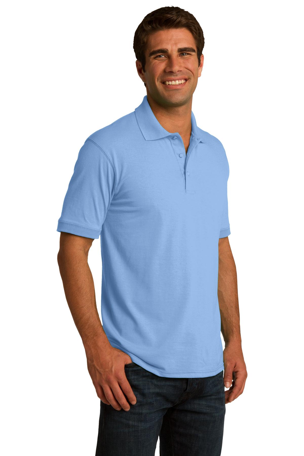Light Blue Port & Co Core Blend Jersey Knit Polo. KP55