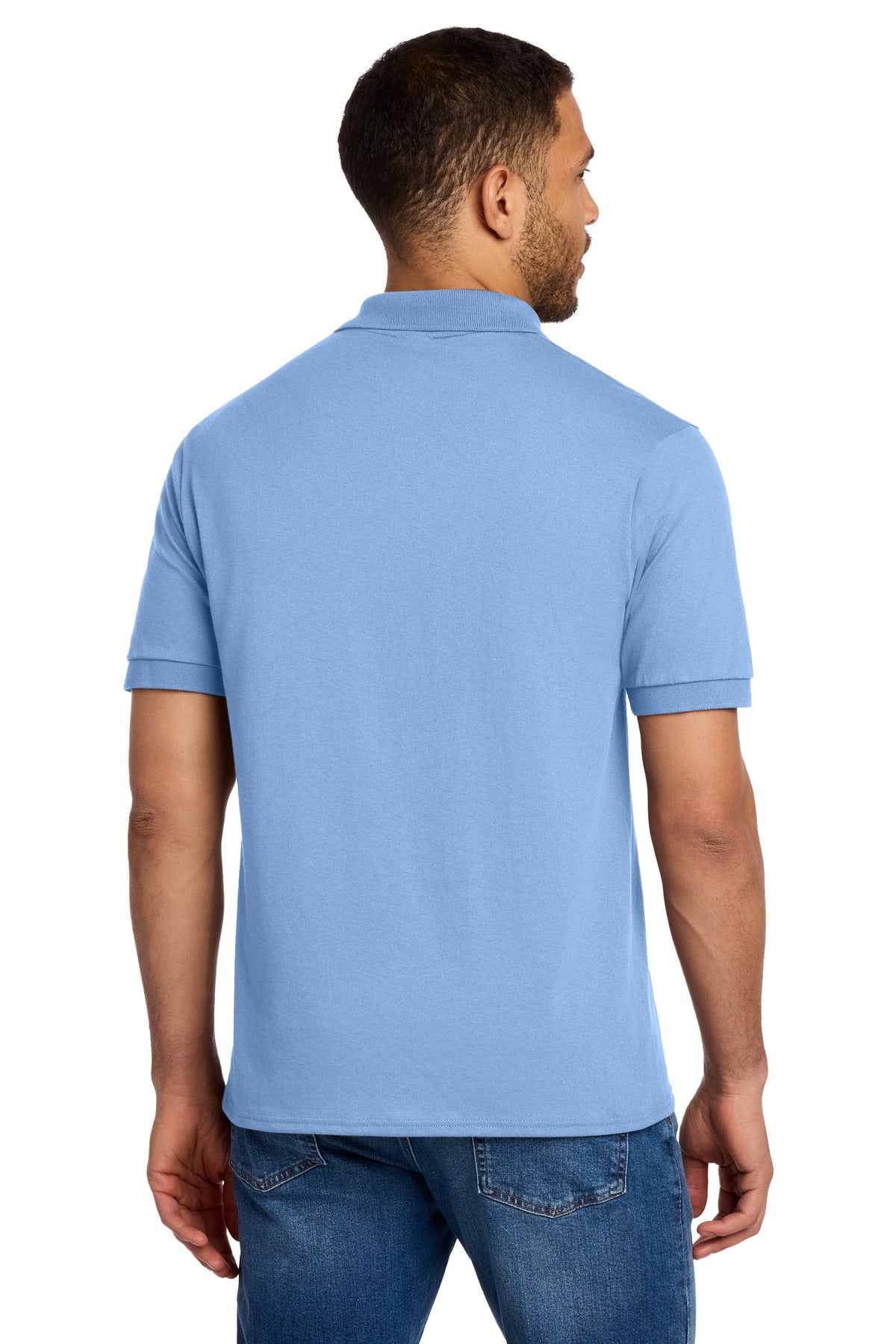 Light Blue Port & Co Core Blend Jersey Knit Polo. KP55