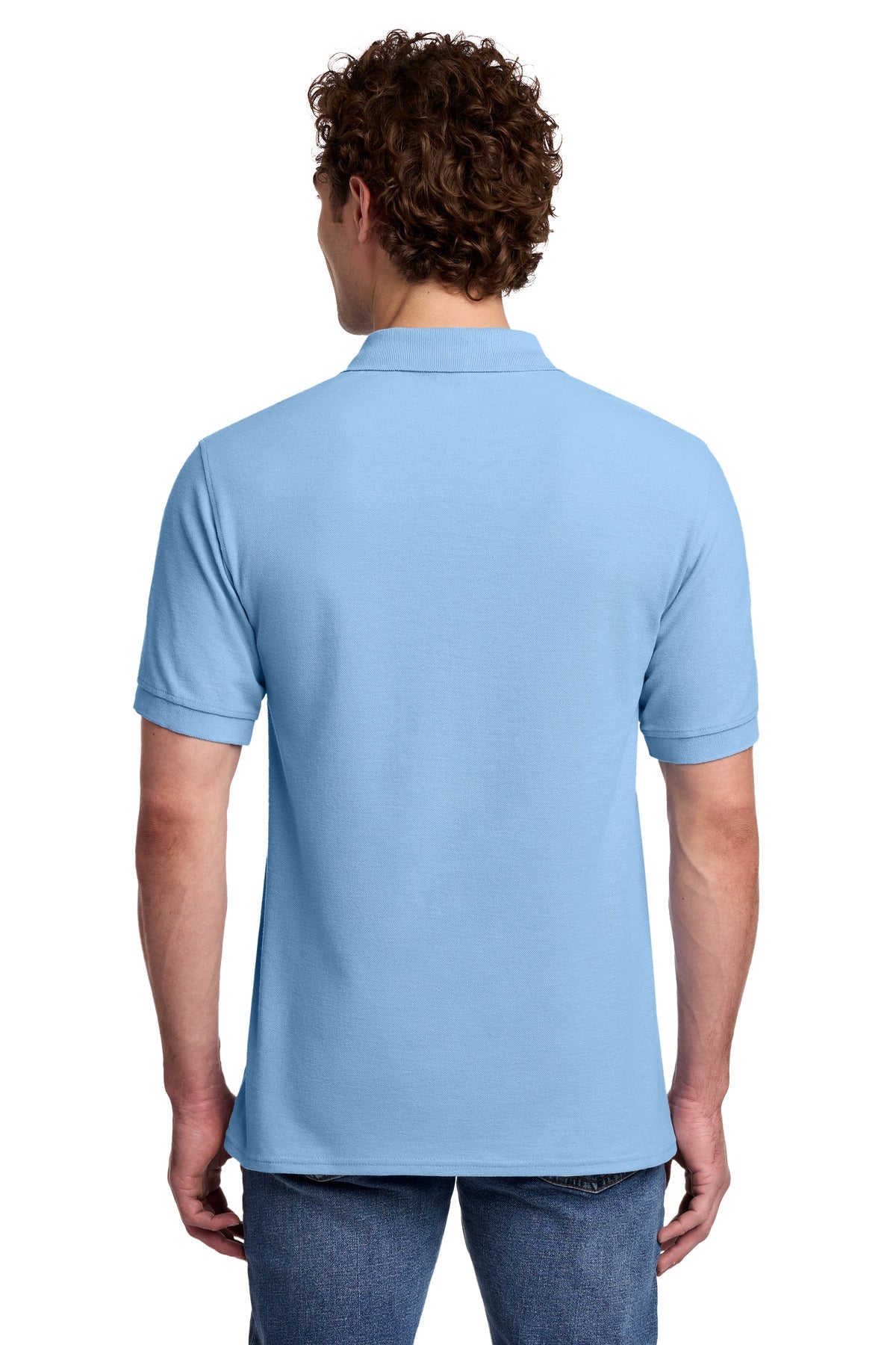 Light Blue Port & Co Core Blend Pique Polo. KP155