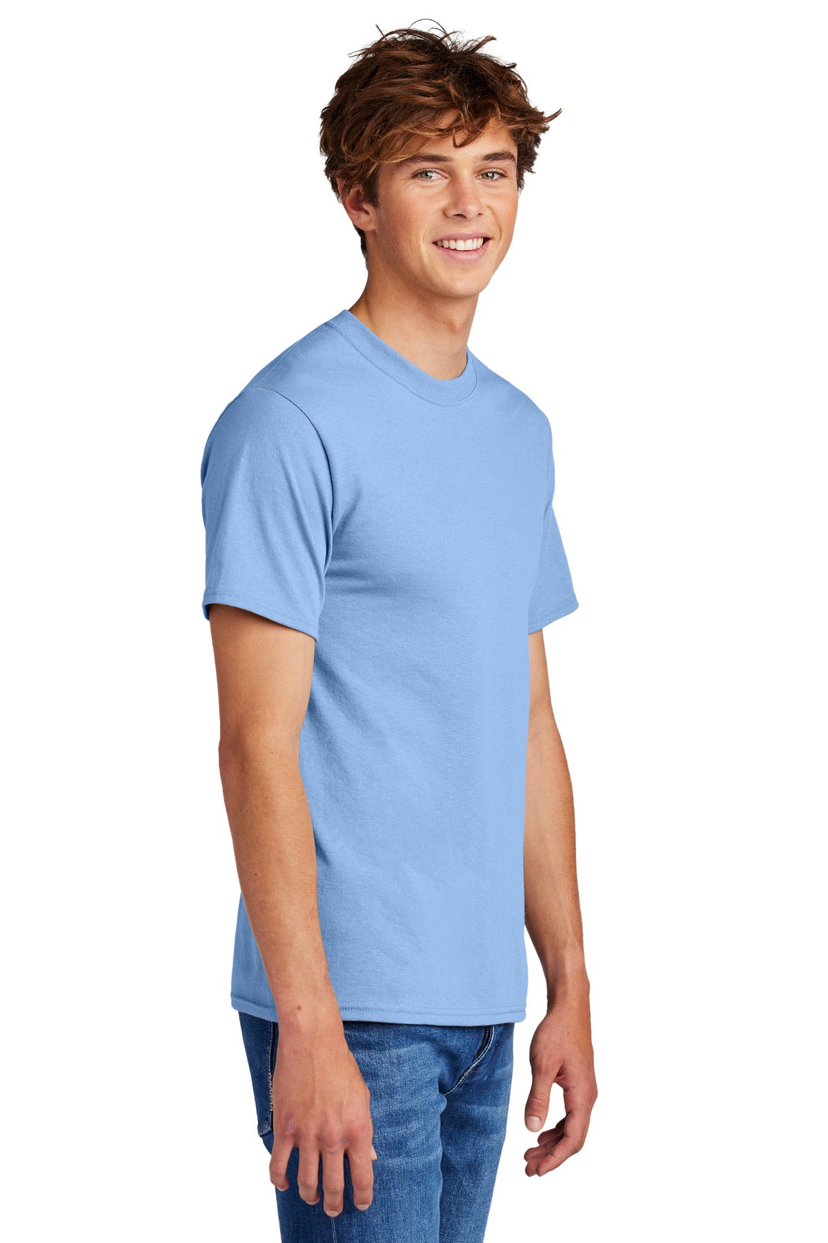 Light Blue Port & Co Core Blend Tee. PC55