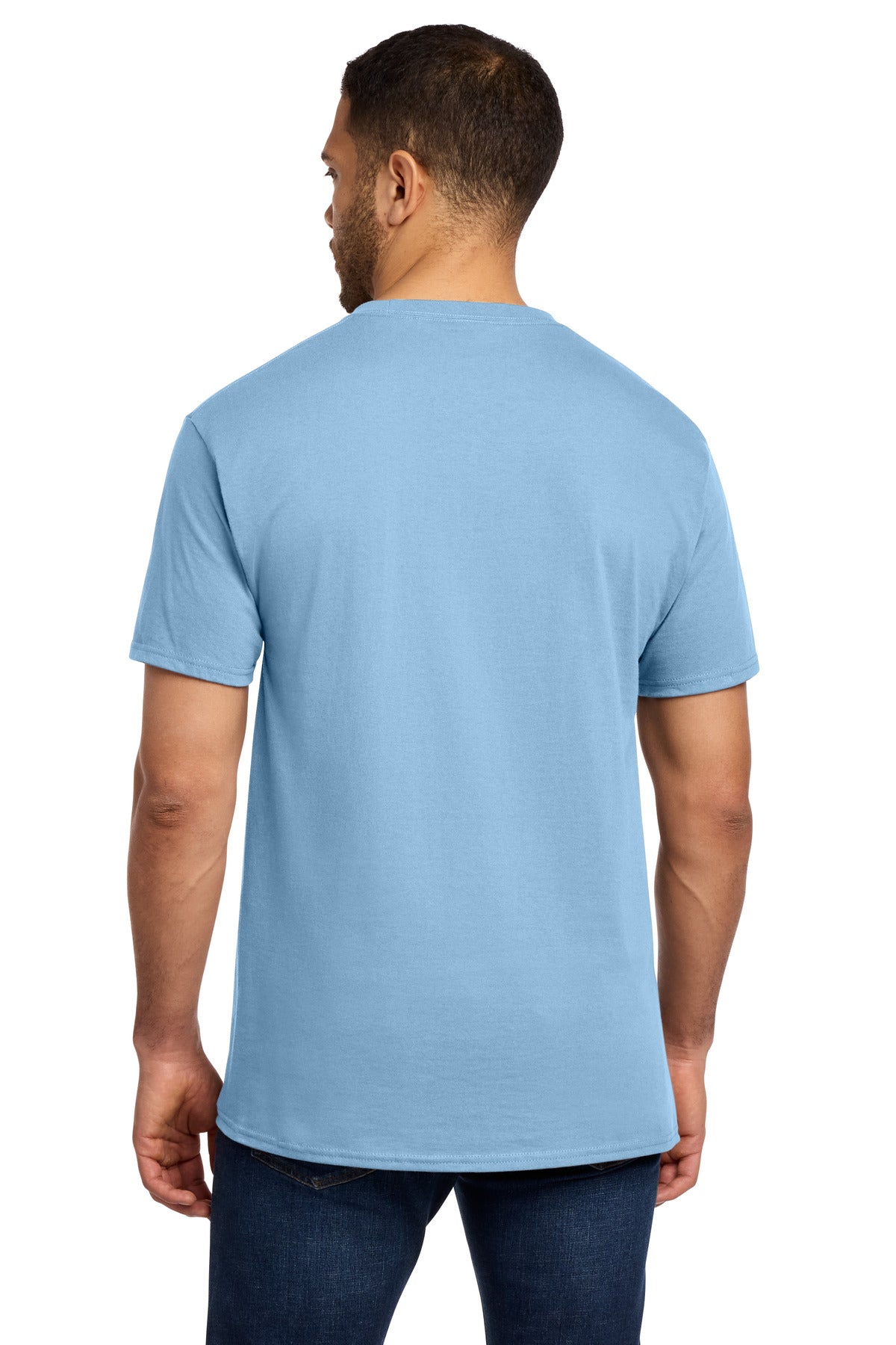 Light Blue Port & Co Essential Pocket Tee. PC61P