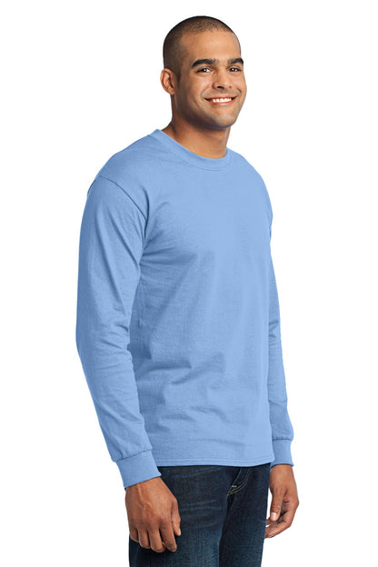 Light Blue Port & Co Long Sleeve Core Blend Tee. PC55LS