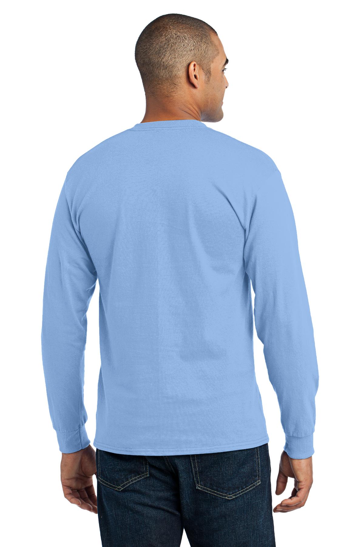 Light Blue Port & Co Long Sleeve Core Blend Tee. PC55LS