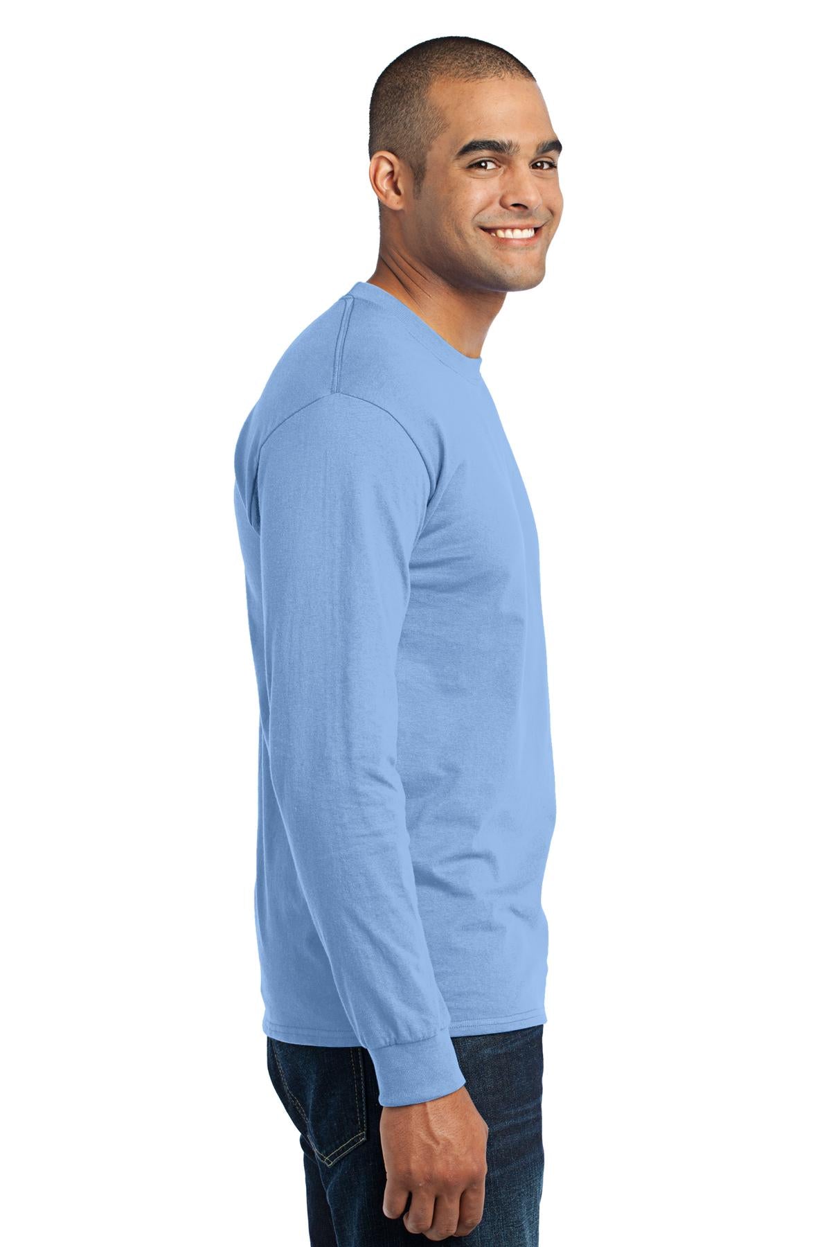 Light Blue Port & Co Long Sleeve Core Blend Tee. PC55LS