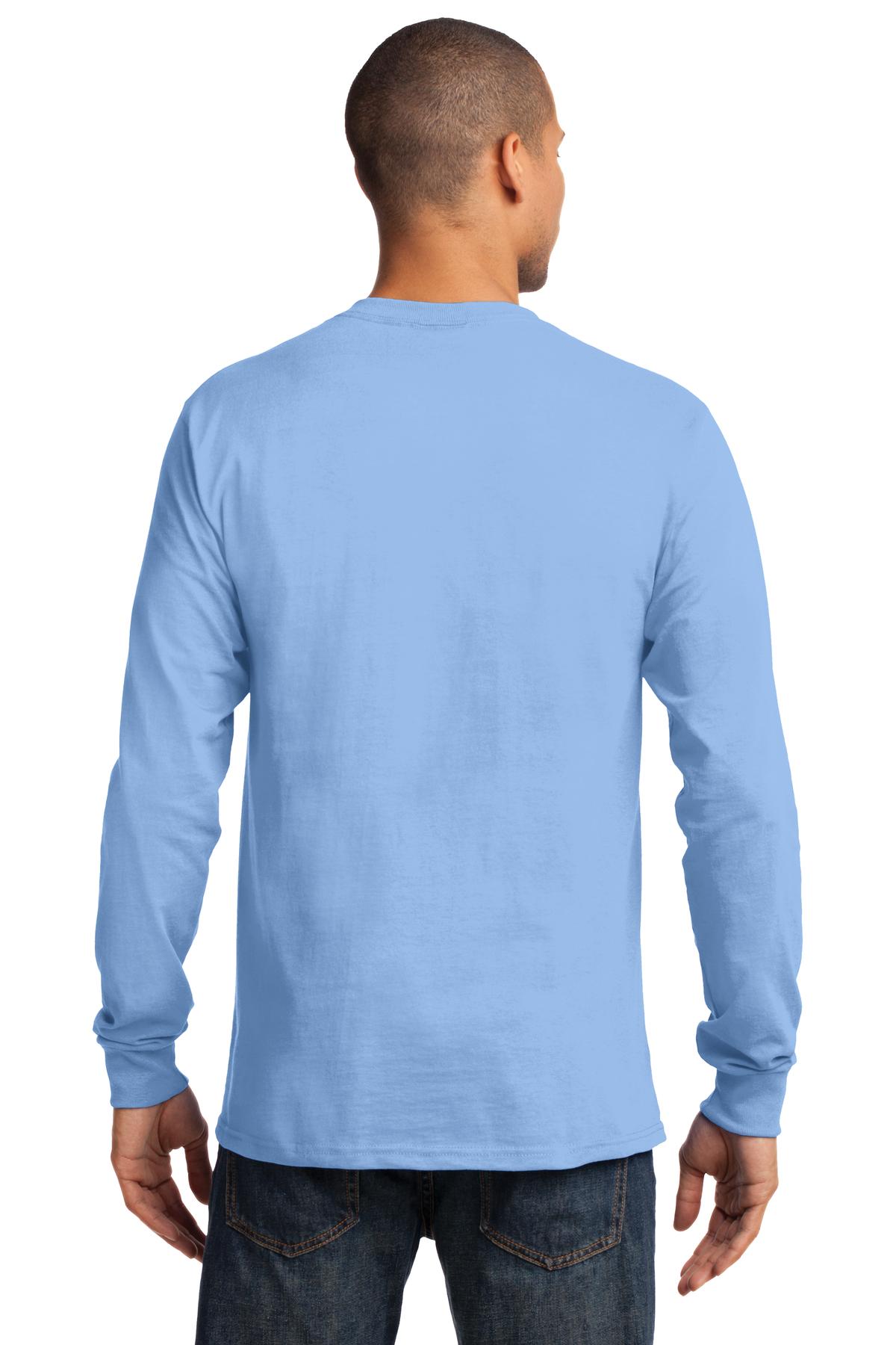 Light Blue Port & Co Long Sleeve Essential Tee. PC61LS