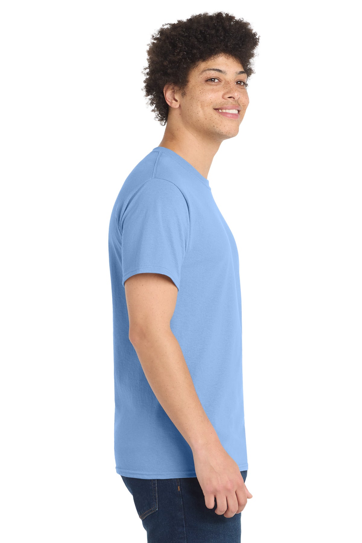 Light Blue Port & Co Tall Core Blend Tee. PC55T