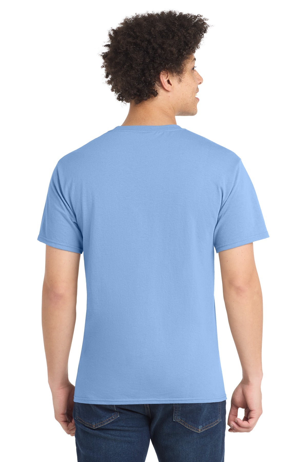 Light Blue Port & Co Tall Core Blend Tee. PC55T
