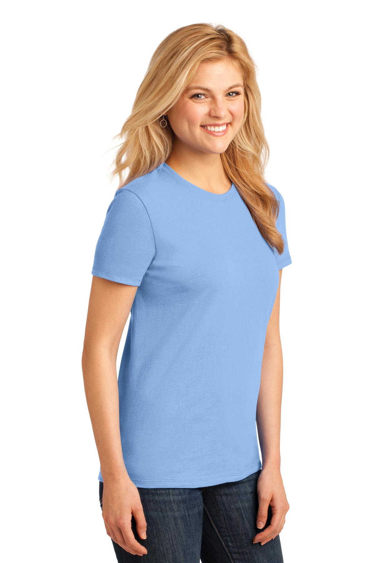 Light Blue Port & Co Women's Core Cotton Tee. LPC54