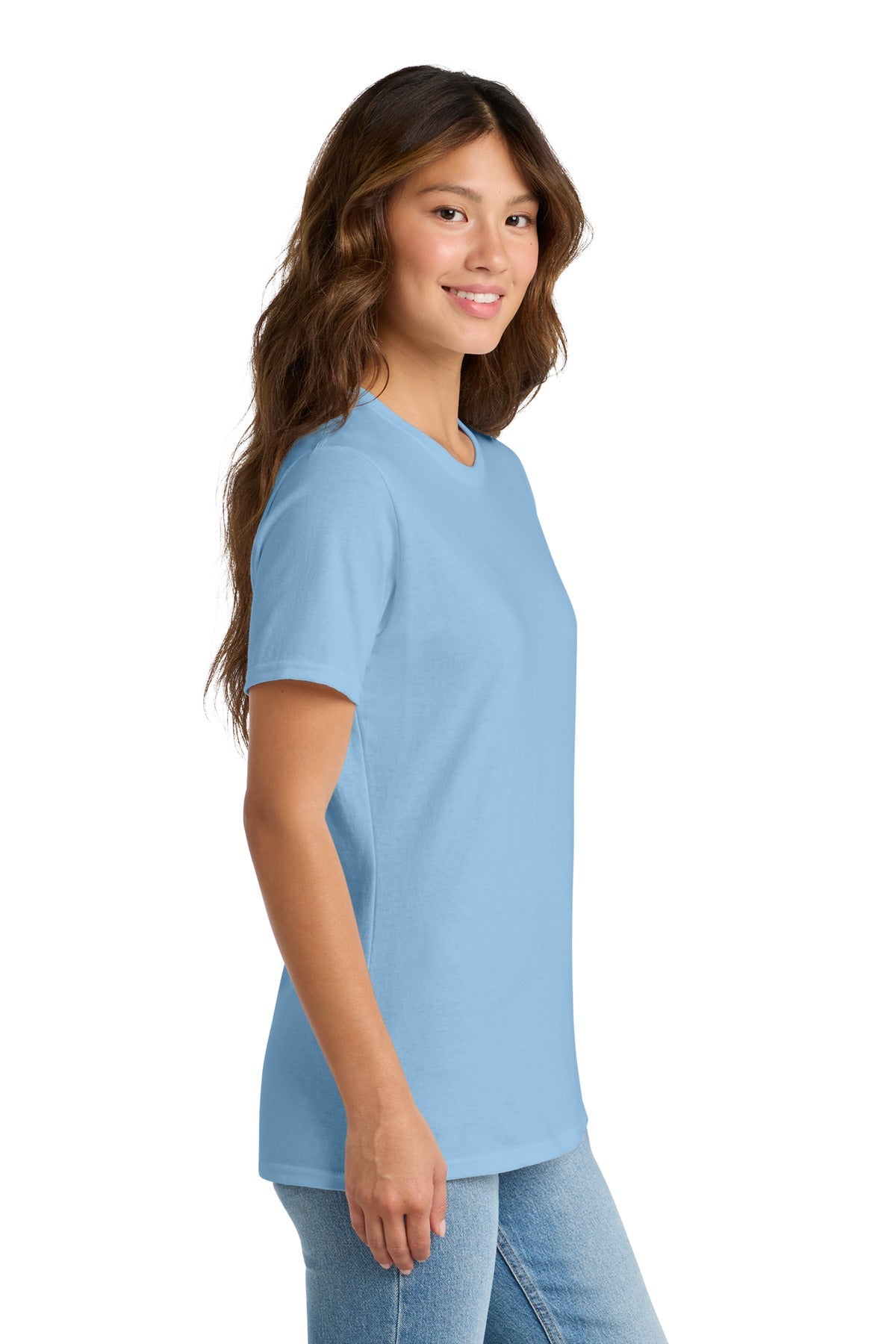 Light Blue Port & Co Women's Core Cotton Tee. LPC54