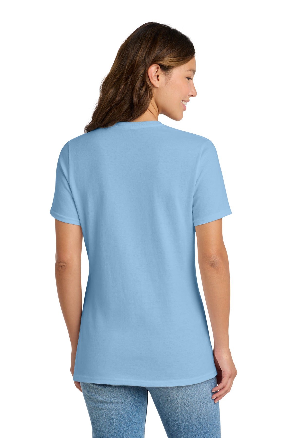 Light Blue Port & Co Women's Core Cotton Tee. LPC54
