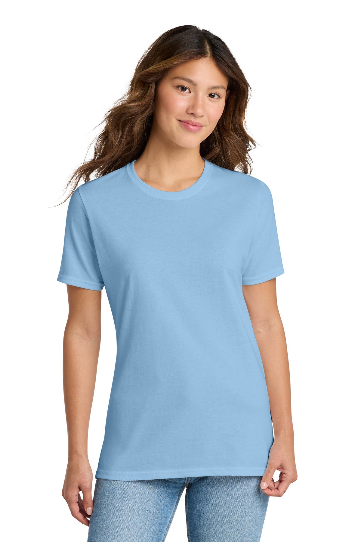 Light Blue Port & Co Women's Core Cotton Tee. LPC54