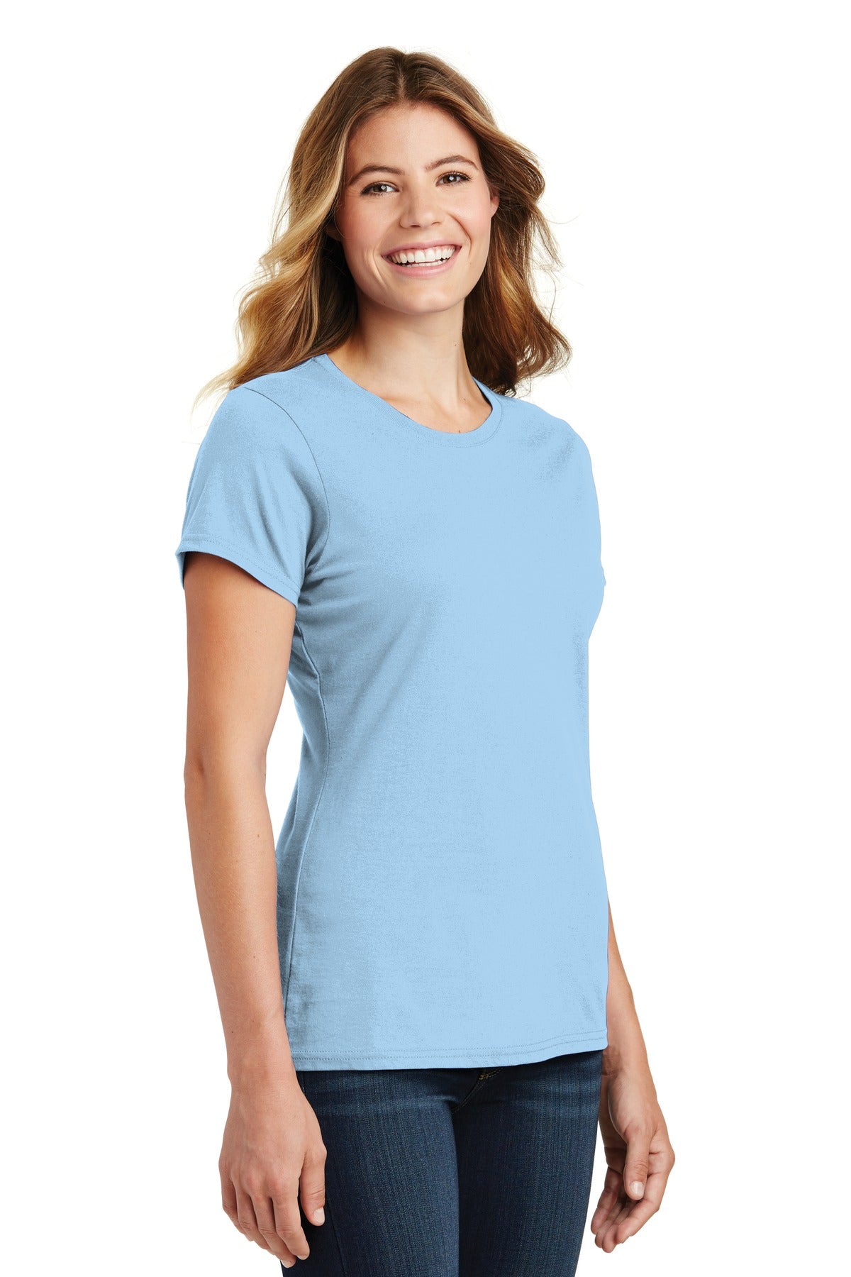 Light Blue Port & Co Women's Fan Favorite Tee. LPC450