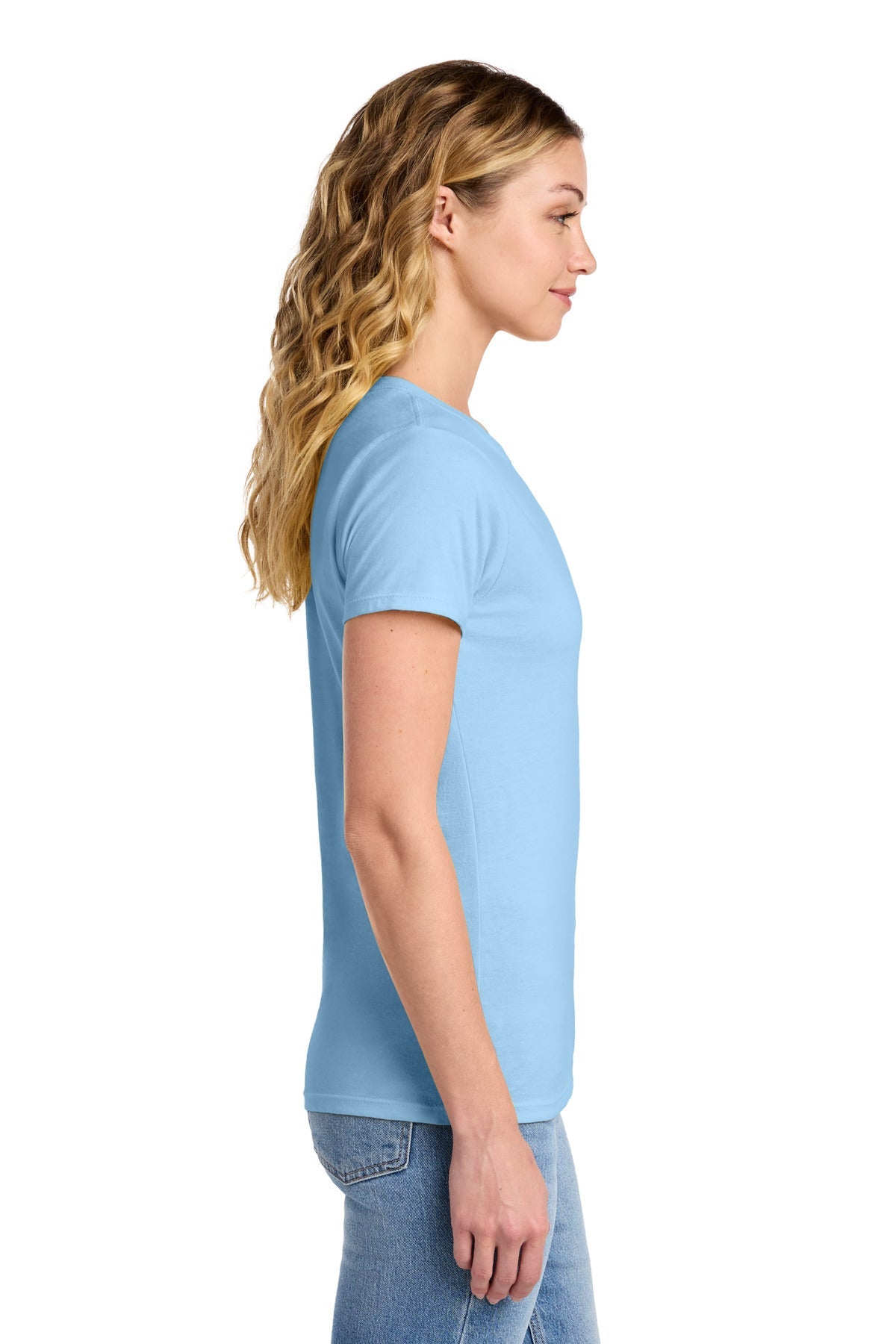 Light Blue Port & Co Women's Fan Favorite Tee. LPC450