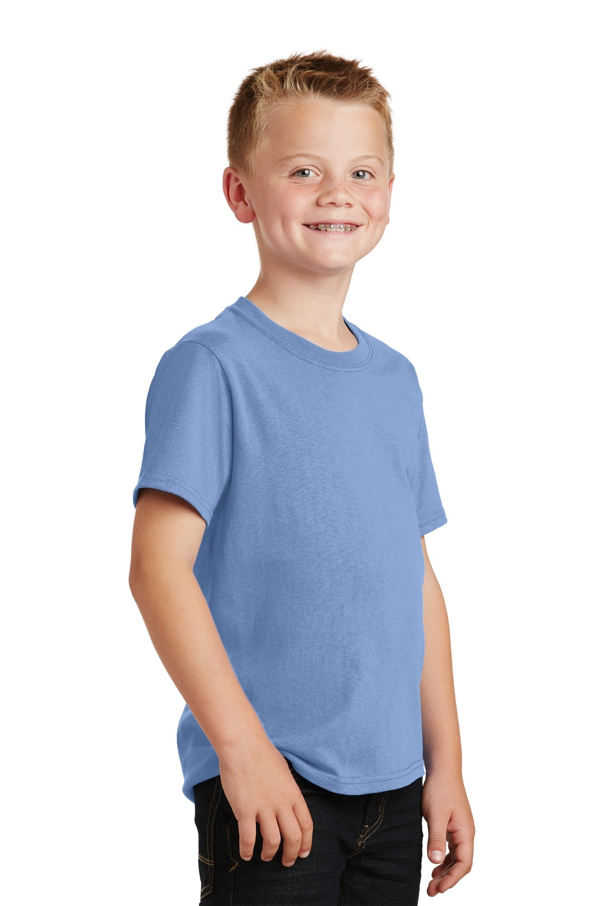 Light Blue Port & Co Youth Core Cotton Tee. PC54Y