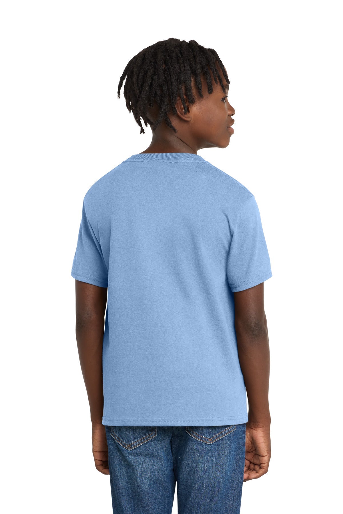 Light Blue Port & Co Youth Essential Tee. PC61Y