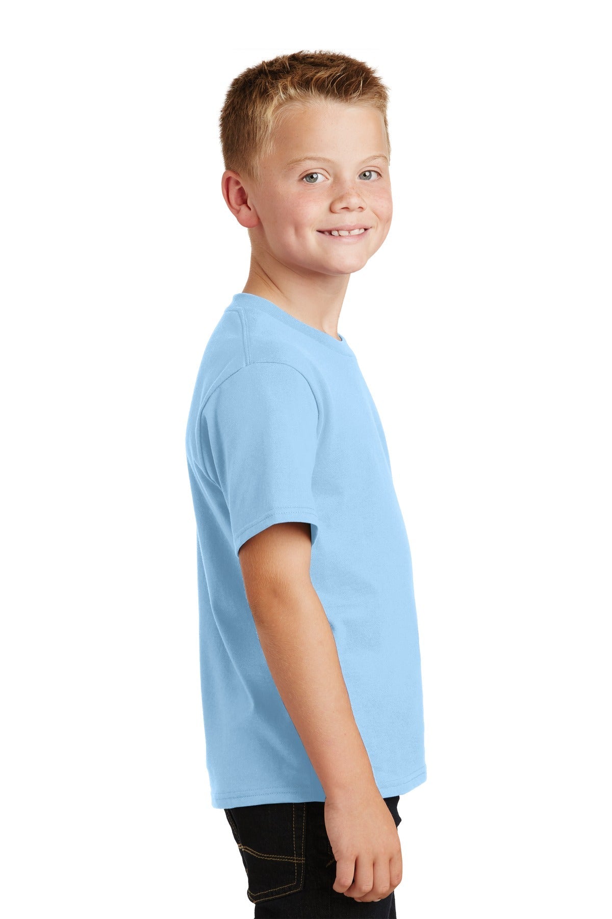 Light Blue Port & Co Youth Fan Favorite Tee. PC450Y