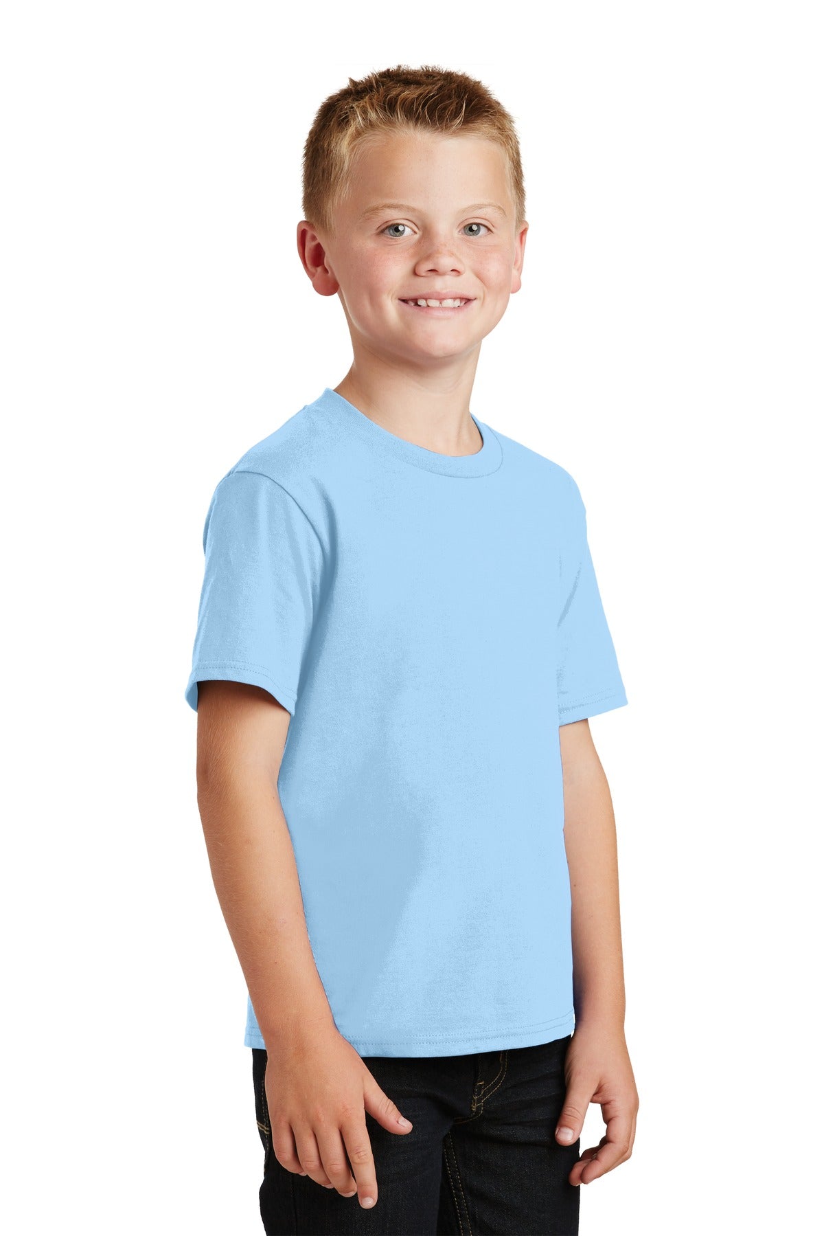 Light Blue Port & Co Youth Fan Favorite Tee. PC450Y