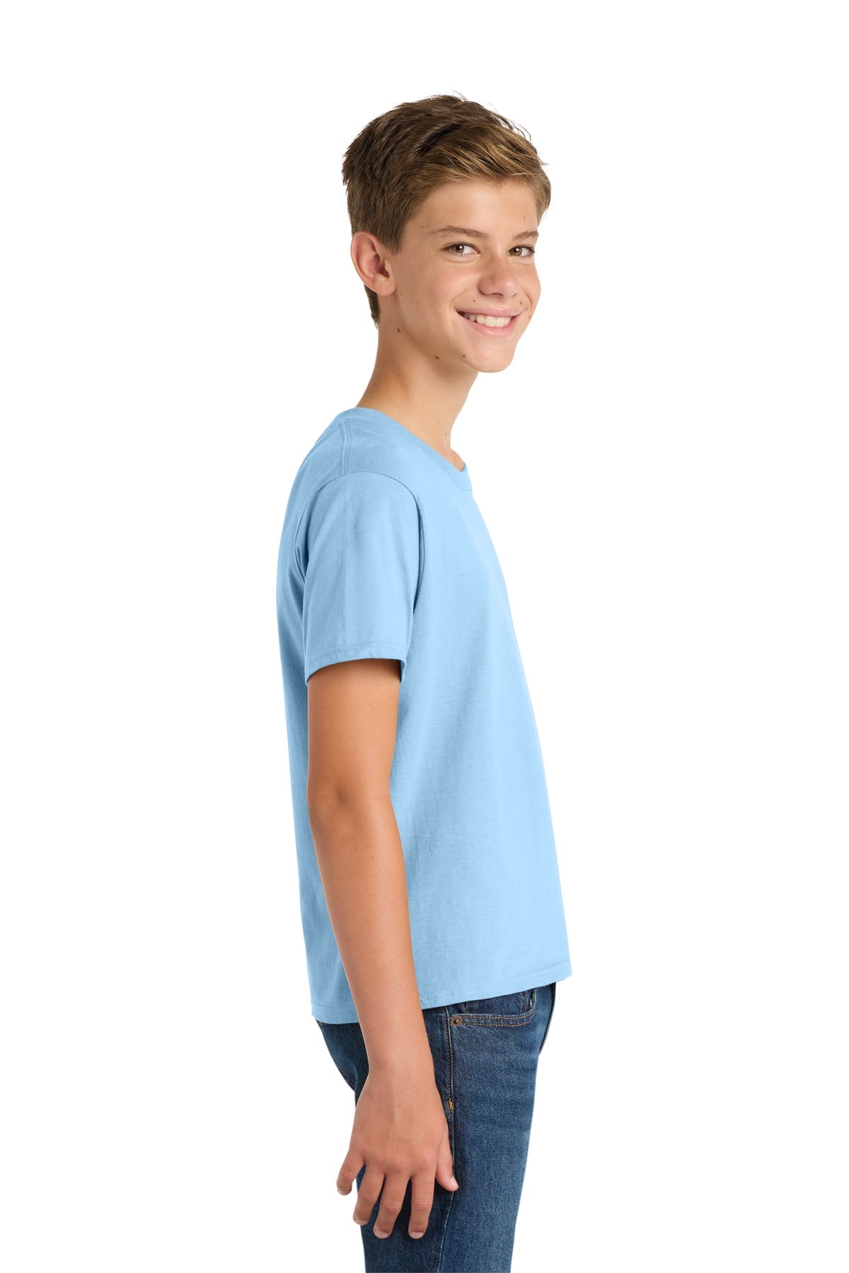 Light Blue Port & Co Youth Fan Favorite Tee. PC450Y