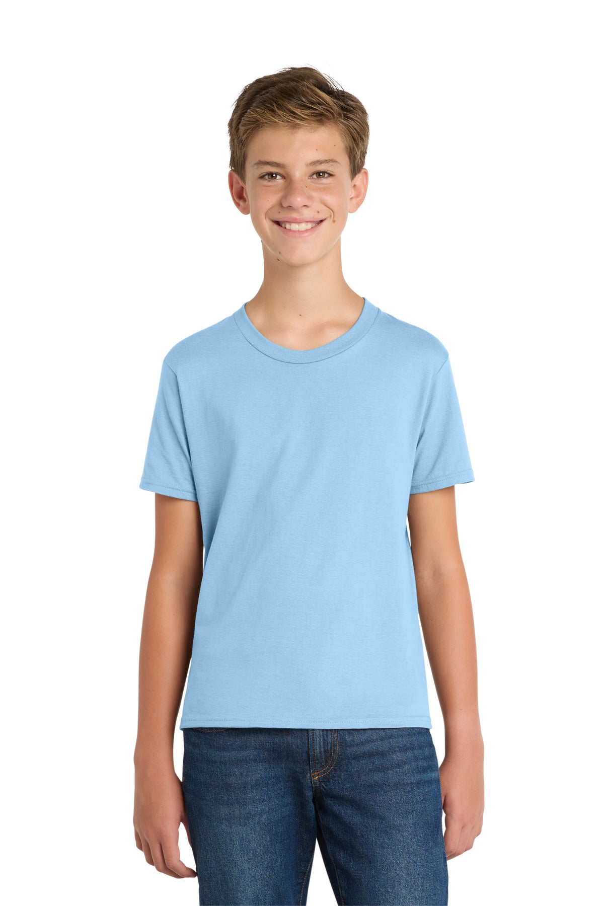 Light Blue Port & Co Youth Fan Favorite Tee. PC450Y