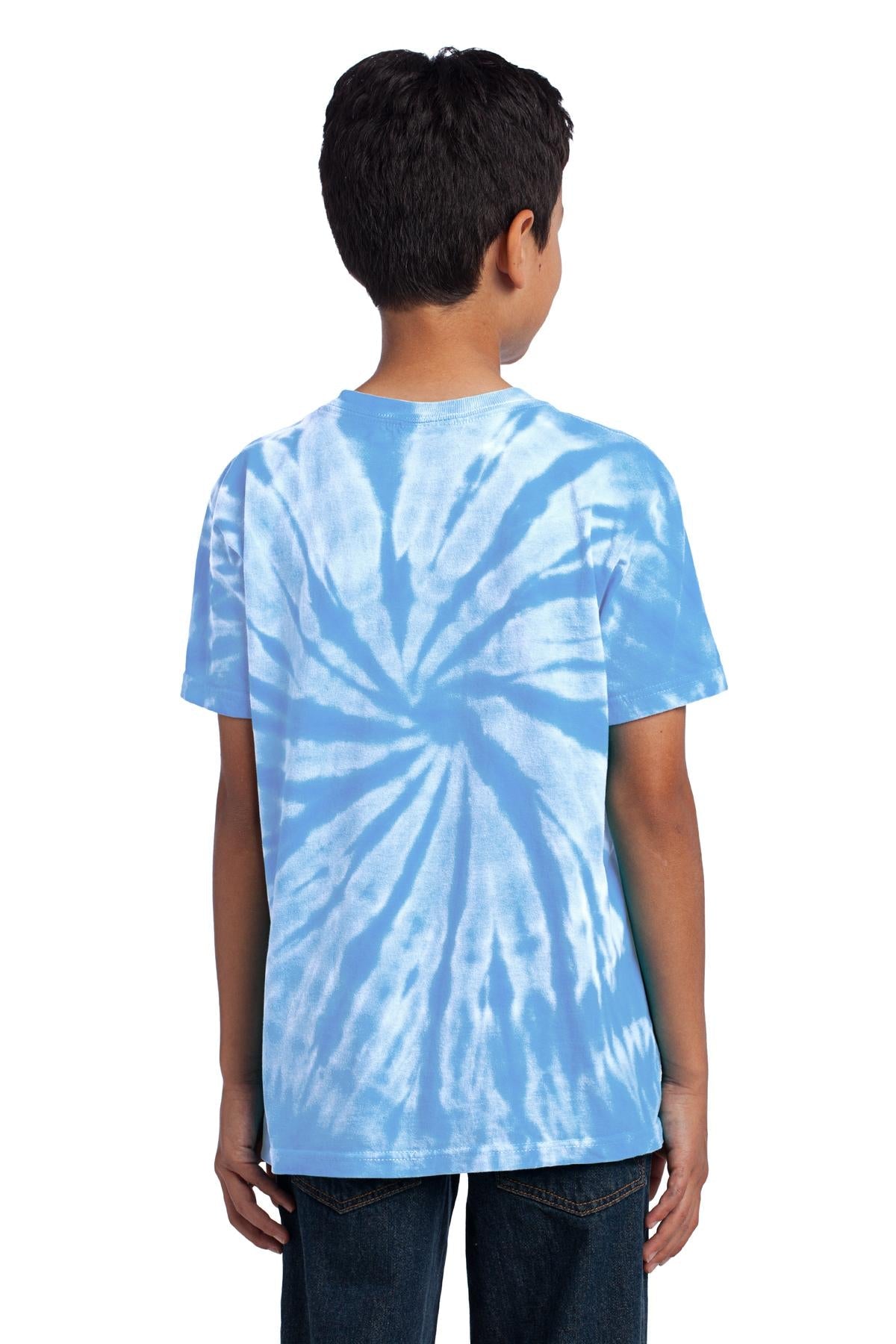 Light Blue Port & Co Youth Tie-Dye Tee. PC147Y