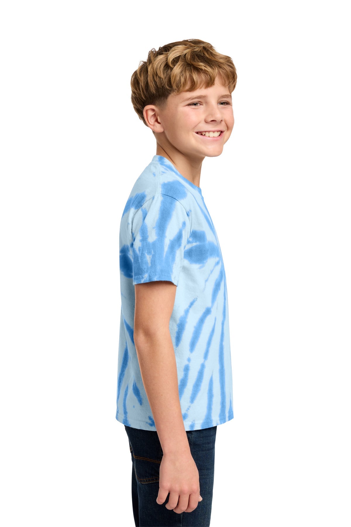Light Blue Port & Co Youth Tie-Dye Tee. PC147Y