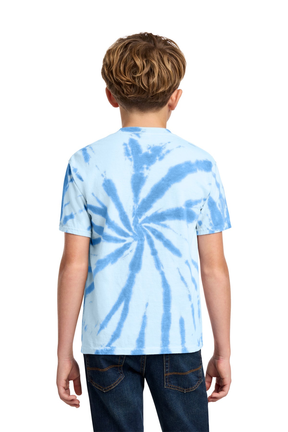 Light Blue Port & Co Youth Tie-Dye Tee. PC147Y